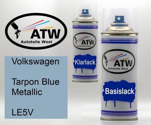 Volkswagen, Tarpon Blue Metallic, LE5V: 400ml Sprühdose + 400ml Klarlack - Set, von ATW Autoteile West.